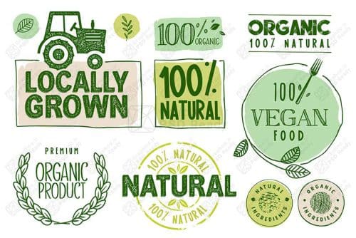 100 وکتور لوگوی محصولات اورگانیک و طبیعی